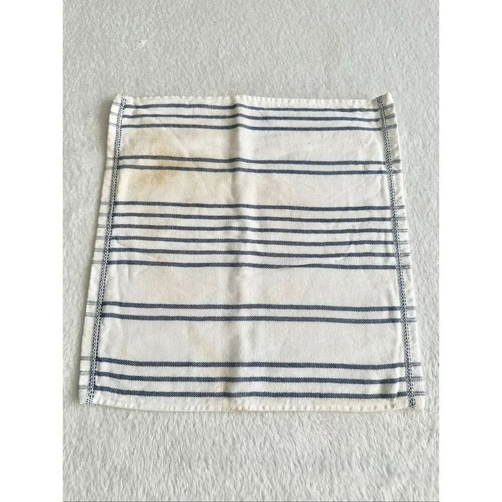 KASSASPA - by Kassatex - 100% cotton white and blue striped square towel 12 x 12